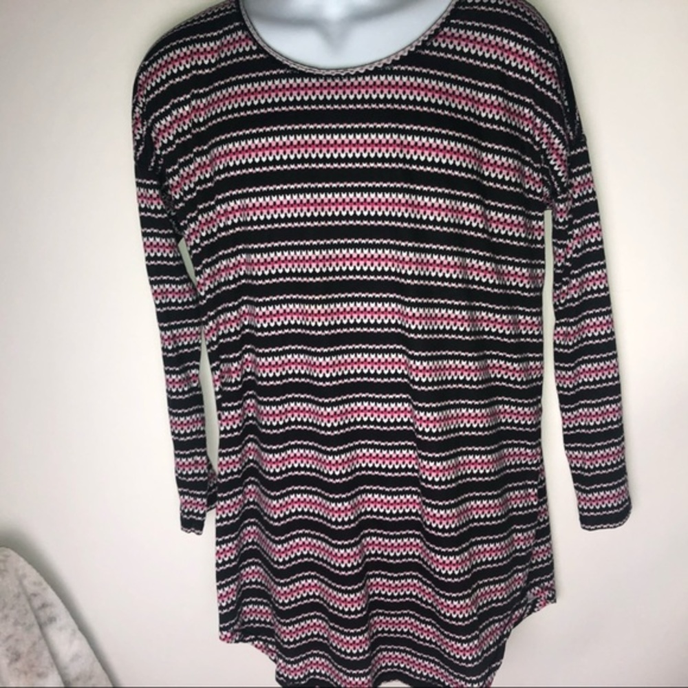 Victoria's Secret Sleep Gown Shirt Black w/Stripes M/M